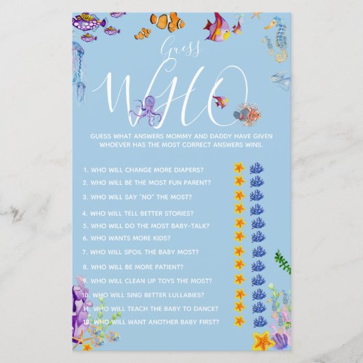 Mama oder Daddy Game unter der Sea Baby Shower (Vorderseite)