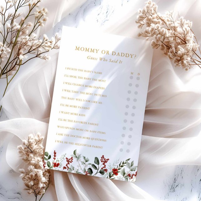 Mama oder Daddy Winter Baby Shower Game (Winter Baby Shower Mommy or Daddy Game Card)
