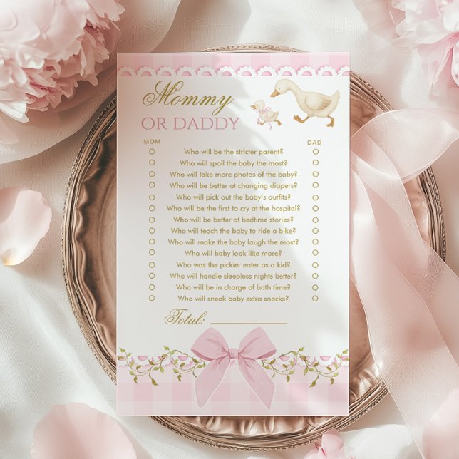 Mama oder Papa Alberner Gans Rosa Babyparty-Spiel (Von Creator hochgeladen)
