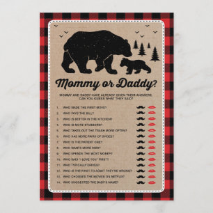 Mama oder Papa  Bear Lumberjack Baby Showspiel Einladung