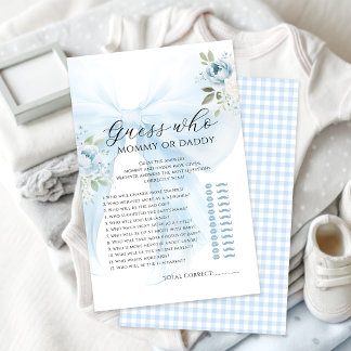 Mama oder Papa Blaues Schleifen Blumen Baby Shower