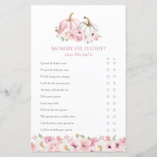 Mama oder Papa Fall Girl Baby Shower Spiel
