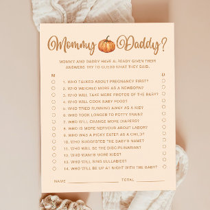 Mama oder Papa Fall Pumpkin Baby Shower Game