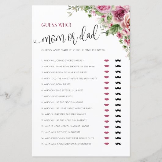 Mama oder Vater Baby Showspiel (Vorderseite)