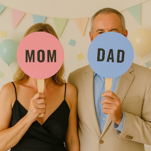 Mama oder Vater? | Modernes Pink Blue Baby Shootin Fächer