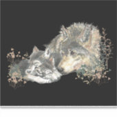 Mama oder Vater von Aquarellwolf mit Kneipen Aufkleber (Vorderseite)