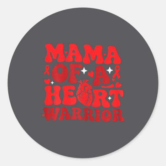 Mama Of A Heart Warrior Chd Awareness Heart Diseas Runder Aufkleber (Vorderseite)