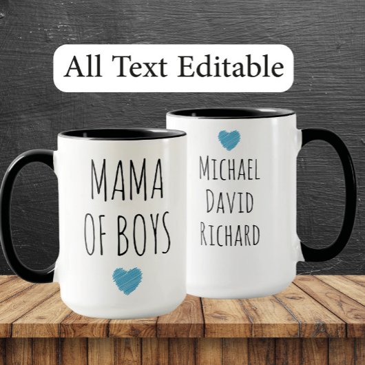 Mama of Boys Custom Names - Heartfelt Gift for Mom Tasse