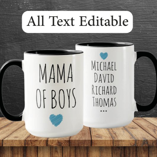 Mama of Boys Custom Names - Heartfelt Gift for Mom Tasse