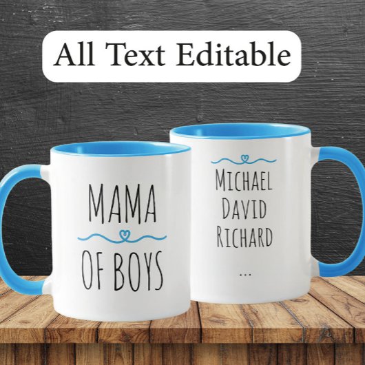 Mama of Boys Custom Names - Heartfelt Gift for Mom Tasse