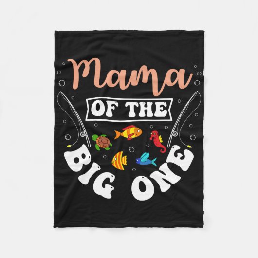 Mama Of The Big One Fishing Birthday Party Bday Ce Fleecedecke (Vorderseite)