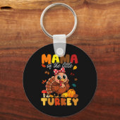 Mama Of The Little Turkey Thanksgiving Baby Shower Schlüsselanhänger (Vorderseite)