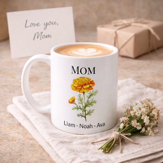 Mama Oktober Geburtsblume mit Kindernamen Kaffeetasse