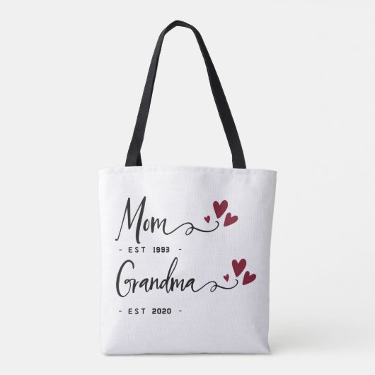 Mama Oma EST. Geschenk für Mama Personalisiert Tasche (Rückseite)
