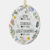 Mama, Oma, Großer Oma-Blumenmarmor Keramik Ornament (Rechts)