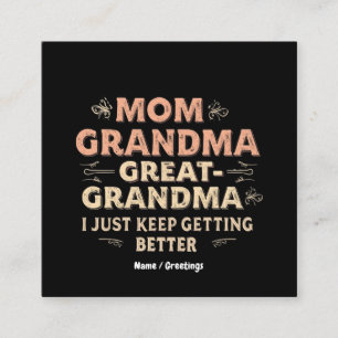 Mama, Oma, Großes Oma, ich Behielt, besser zu werd Quadratische Visitenkarte