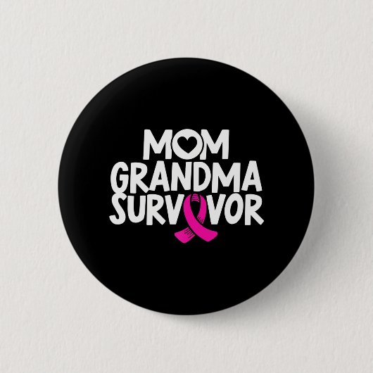 Mama Oma Survivor Brustkrebs Bewusstsein Rosa Button (Vorderseite)
