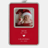 Mama | Oma Year Est. Foto Rahmen-Ornament Silber (Vorderseite)