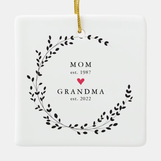 Mama | Oma Year Est. Keramikornament (Vorderseite)