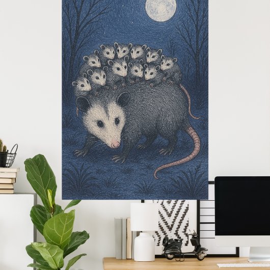 Mama Opossum Poster (Heimbüro)