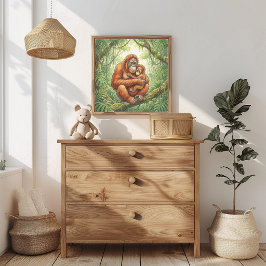 Mama Orang-Utan und Babyzimmer Poster