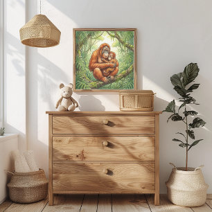 Mama Orang-Utan und Babyzimmer Poster