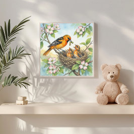 Mama Oriole and Chicks Nursery Poster