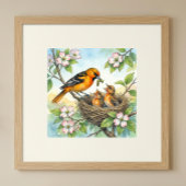 Mama Oriole und Kücken-Kinderstube Poster