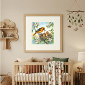 Mama Oriole und Kücken-Kinderstube Poster