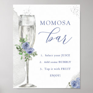 "MAMA" osa Bar, Blue Silver Blume & Glass, Dusche Poster