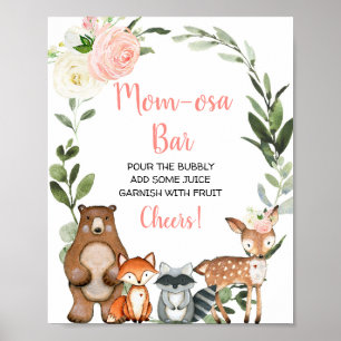 Mama-osa-Bar mimosa Blumenwald Babydusche Poster