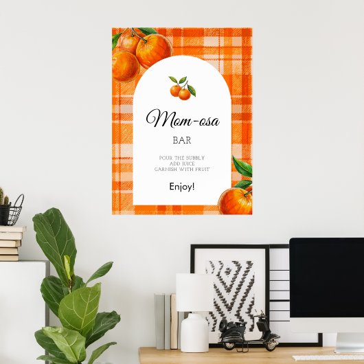 Mama osa Orange 3D Citrus Kariert Gezeichnet Kinde Poster (Heimbüro)