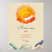 Mama-osa-Sonnenschein und Clouds Retro-Babydusche Poster (Vorne)