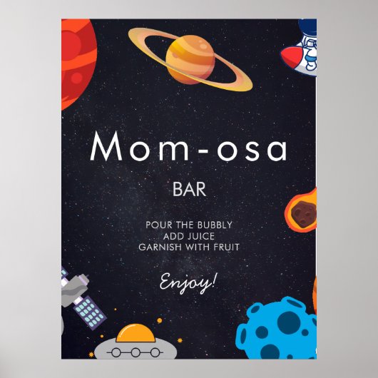 Mama-osa Space Boy Planets Astronaut Babydusche Poster (Vorne)