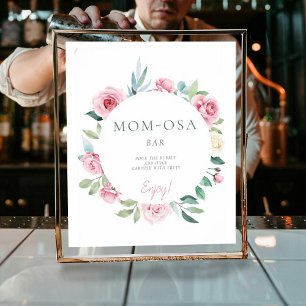 Mama osa Spring Flowers Pink Girl Baby Dusche Poster