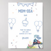 Mama-osa Train Blue Balloons Boy Baby Dusche Poster (Vorne)