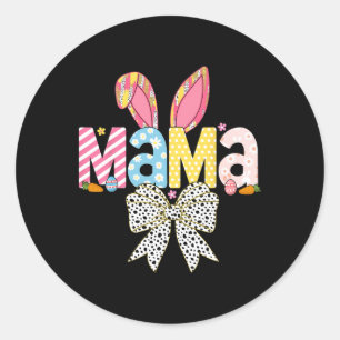 Mama Ostern Kokette Schleife Hase Passende Familie Runder Aufkleber