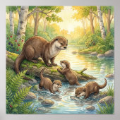 Mama Otter und Kinderkinderzimmer Poster (Vorne)