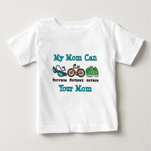 Mama Outswim Outbike Outrun Triathlon Säugling T-S Baby T-shirt (Vorderseite)
