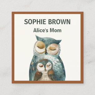 Mama Owl & Owlet Mommy Calling Card Quadratische Visitenkarte