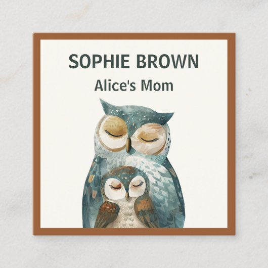 Mama Owl & Owlet Mommy Calling Card Quadratische Visitenkarte (Vorderseite)