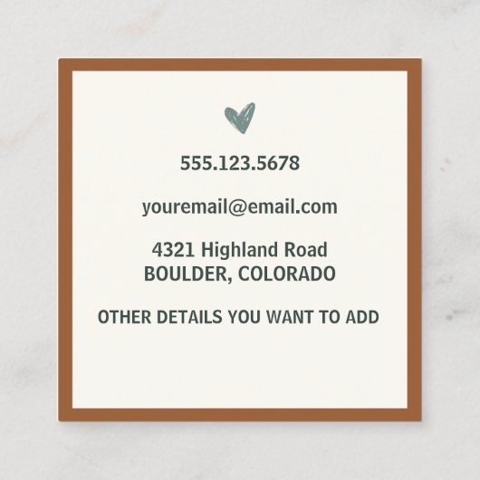 Mama Owl & Owlet Mommy Calling Card Quadratische Visitenkarte (Rückseite)