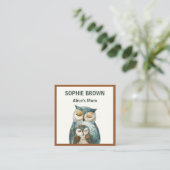 Mama Owl & Owlet Mommy Calling Card Quadratische Visitenkarte (Stehend Vorderseite)