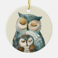 Mama Owl & Owlet Wasserfarbe Muttertag