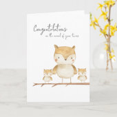 Mama Owl und Twins Karte (Gelbe Blume)