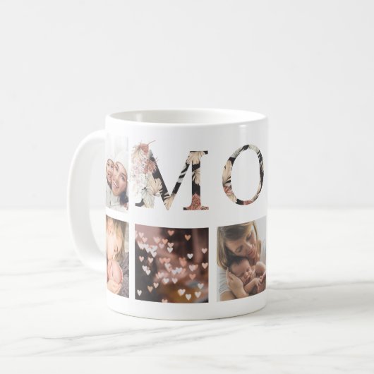 MAMA Pampas Custom Boho Moderne Multi-Foto-Tasse Kaffeetasse (Vorderseite Links)