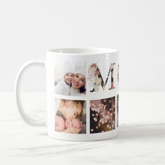 MAMA Pampas Custom Boho Moderne Multi-Foto-Tasse Kaffeetasse (Links)