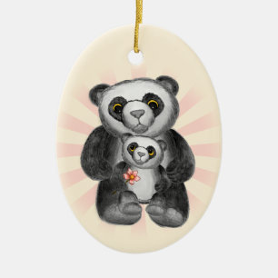 Mama Panda Bär Liebe Keramik Ornament