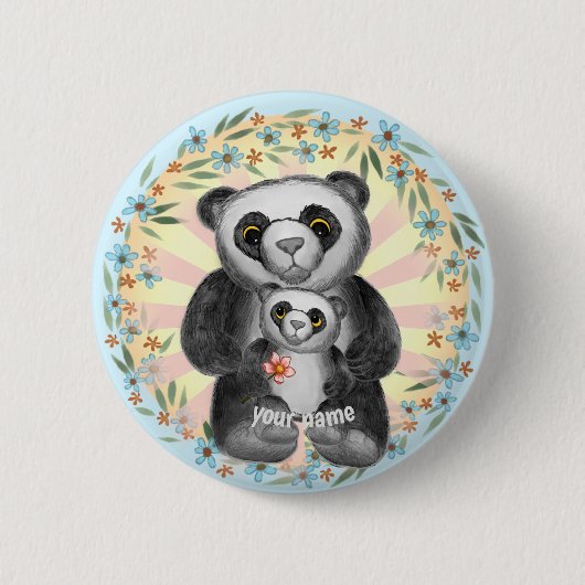 Mama Panda Bear Liebe Button-Taste Button (Vorderseite)