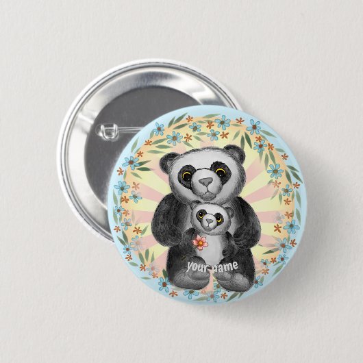 Mama Panda Bear Liebe Button-Taste Button (Vorne & Hinten)